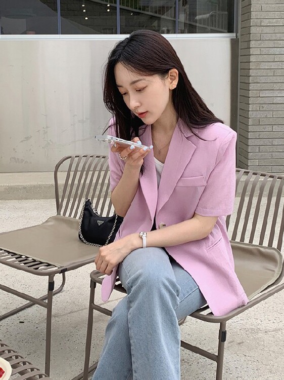 سترة نسائية قصيرة الأكمام على  - مراجعة Lifestyle Of Korean وسعره